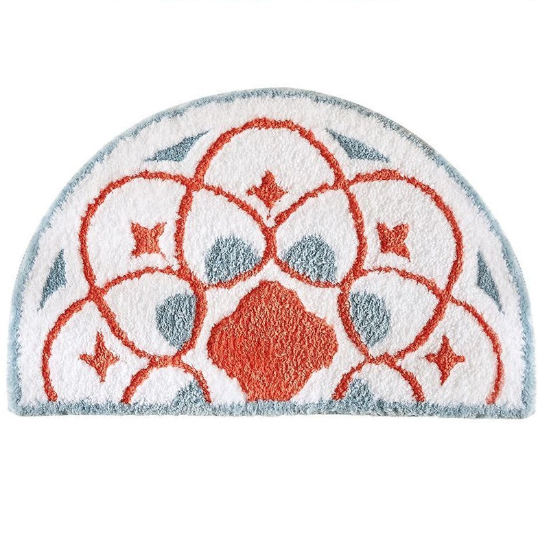 Semi Circle Floral Bathroom Mat