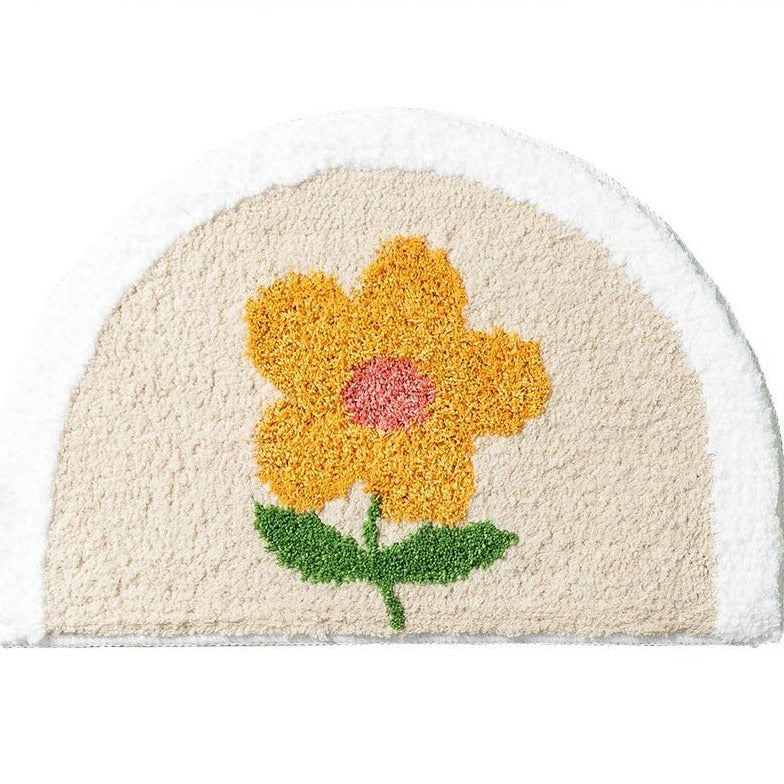 Semi Circle Floral Bathroom Mat