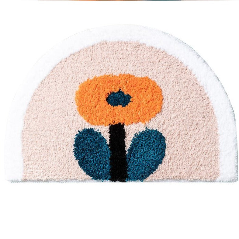 Semi Circle Floral Bathroom Mat