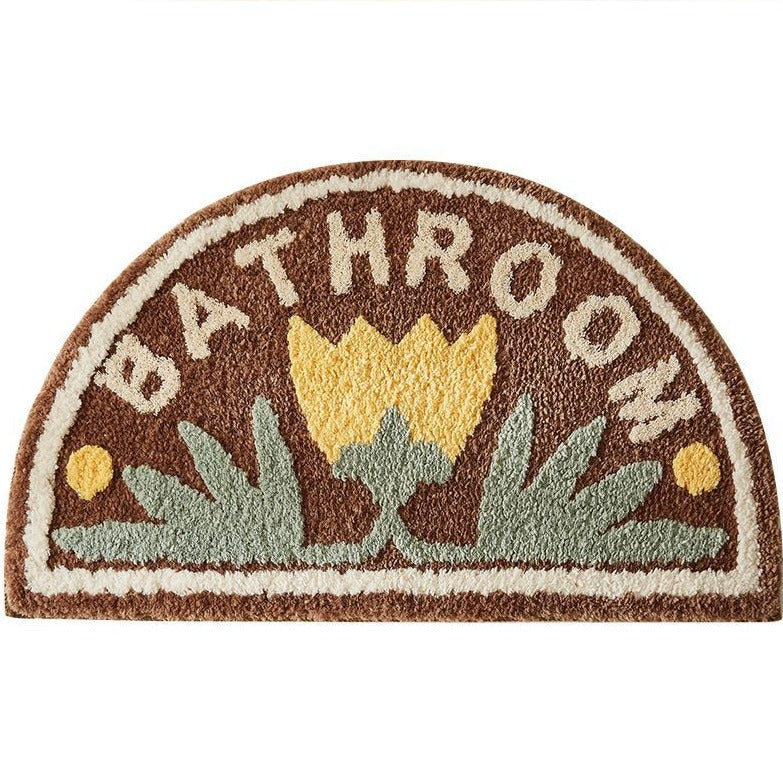 Semi Circle Floral Bathroom Mat