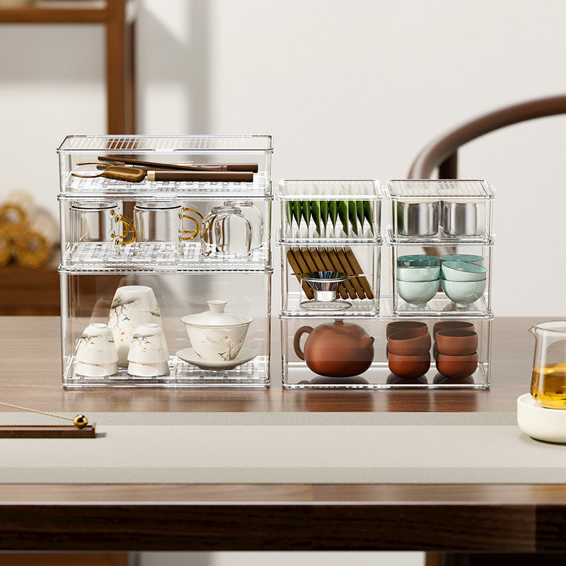 Clear Tea Set Storage Box - Elevato Home Organizer