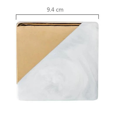 Golden Marble Coaster - Elevato Home Gray Square Decor