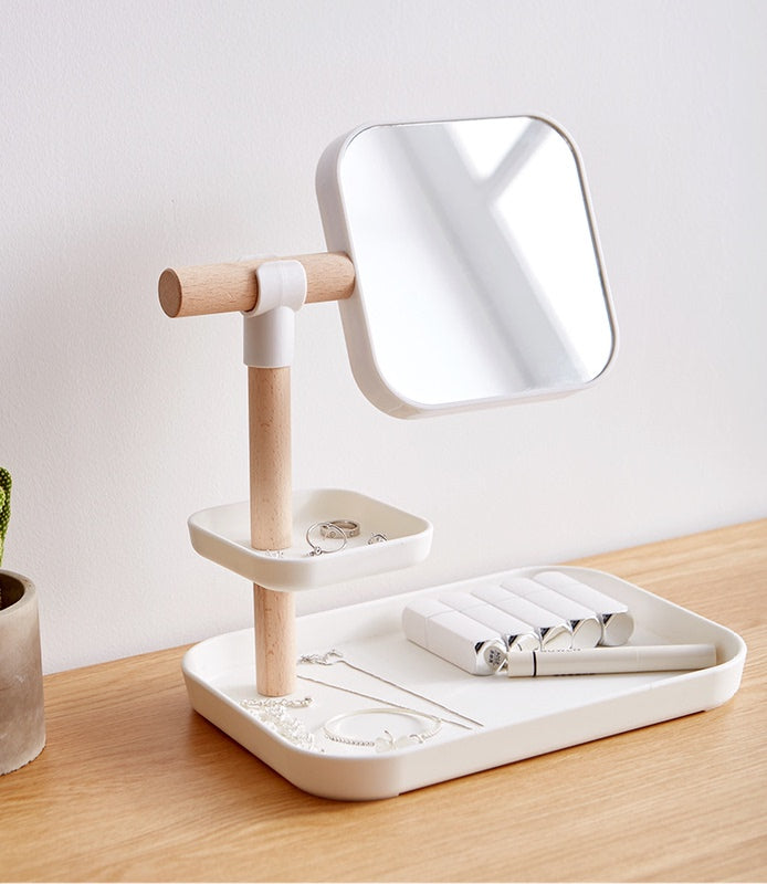 LEVY Tiered Mirror Display - Elevato Home White Organizer