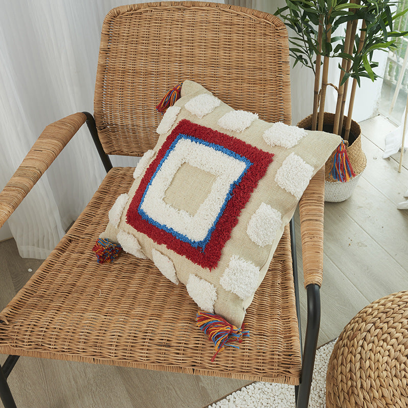 Geometric Shapes Tufted Pillow Cover - Elevato Home Squares Decor