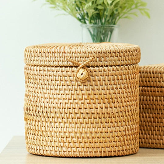 Round Rattan Tissue Box - Elevato Home