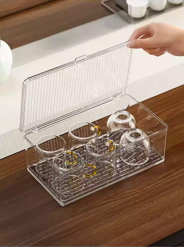 Clear Tea Set Storage Box - Elevato Home Organizer