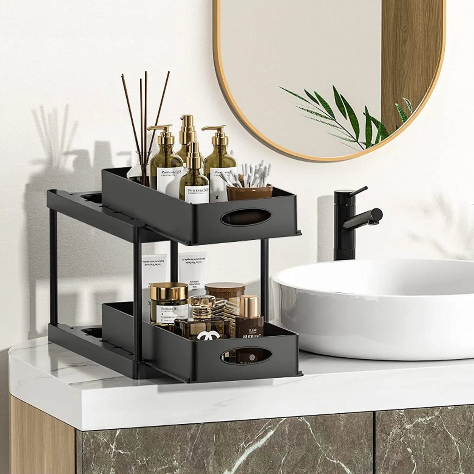 Under Sink Dual Sliding Organizer