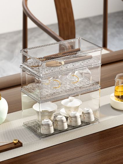 Clear Tea Set Storage Box - Elevato Home Organizer