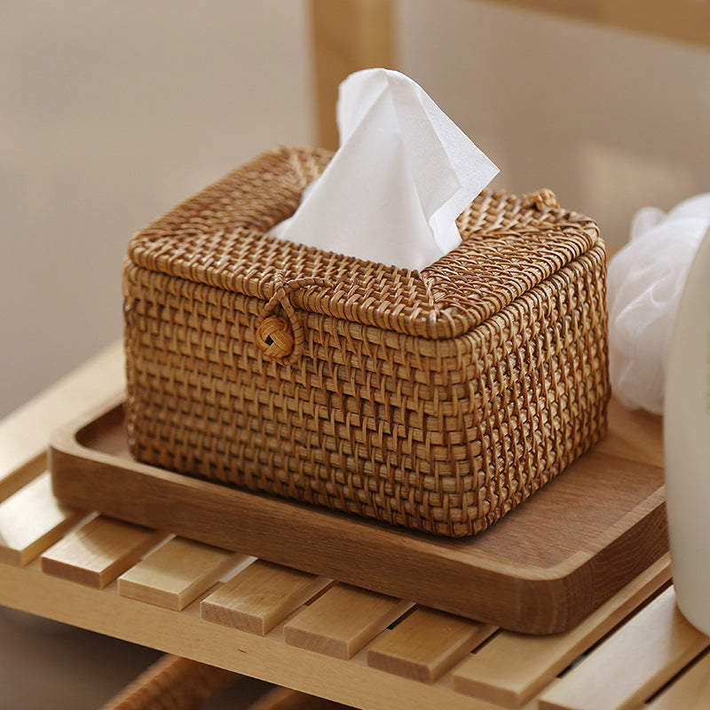 Artesia Rattan Tissue Box - Elevato Home Brown Decor