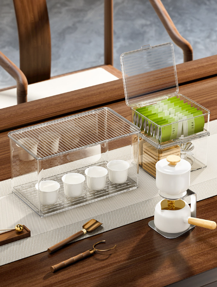 Clear Tea Set Storage Box - Elevato Home Organizer