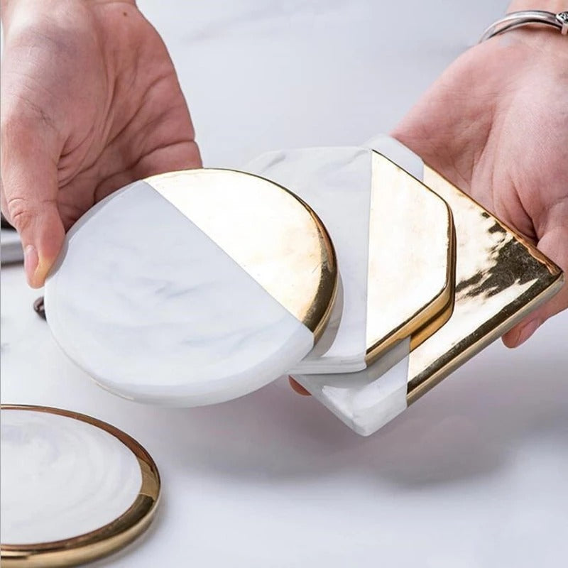 Golden Marble Coaster - Elevato Home Decor