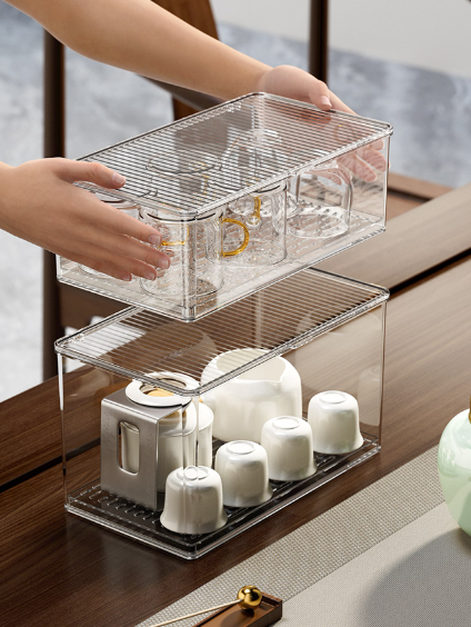 Clear Tea Set Storage Box - Elevato Home Organizer