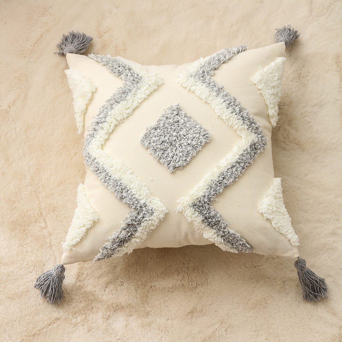 ALLURE Tufted Pillow Cover - Elevato Home White & Gray Decor