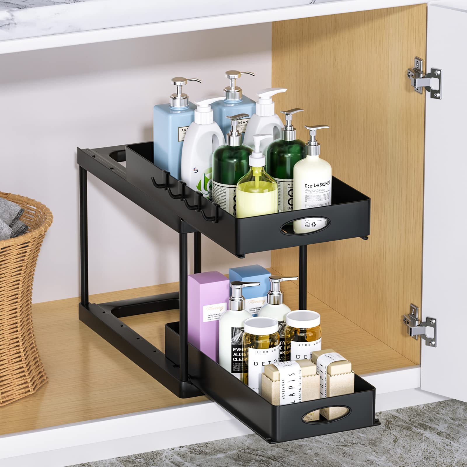 Under Sink Dual Sliding Organizer
