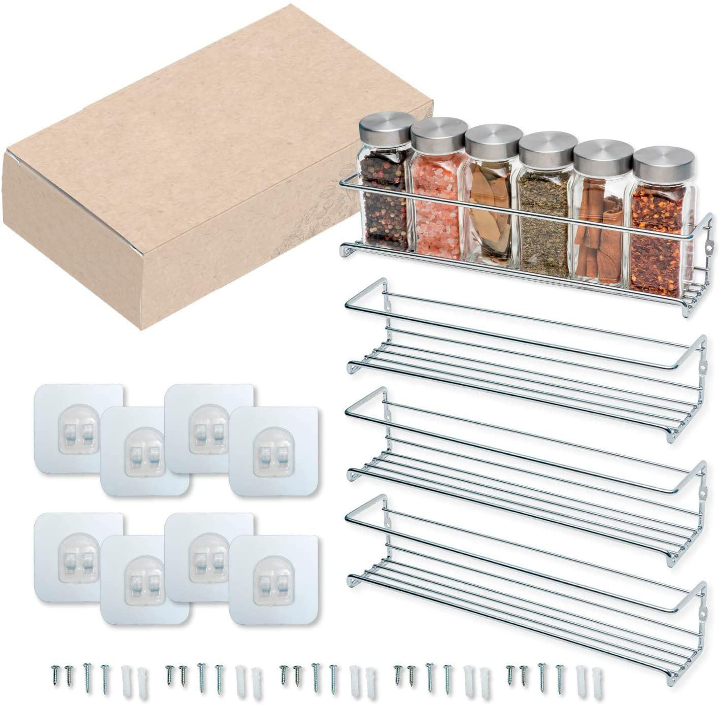 Metal Jar Rack - Elevato Home Four Silver Organizer