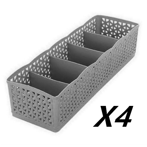 5 Cells Plastic Stackable Organizer - Elevato Home Grey 4PCS Organizer