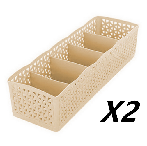 5 Cells Plastic Stackable Organizer - Elevato Home Apricot 2PCS Organizer