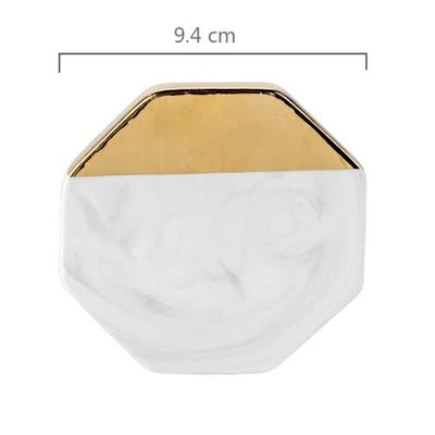 Golden Marble Coaster - Elevato Home Gray Octagon Decor