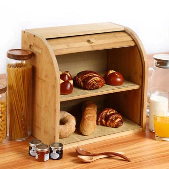 Bamboo Double Layer Bread Box - Elevato Home Organizer