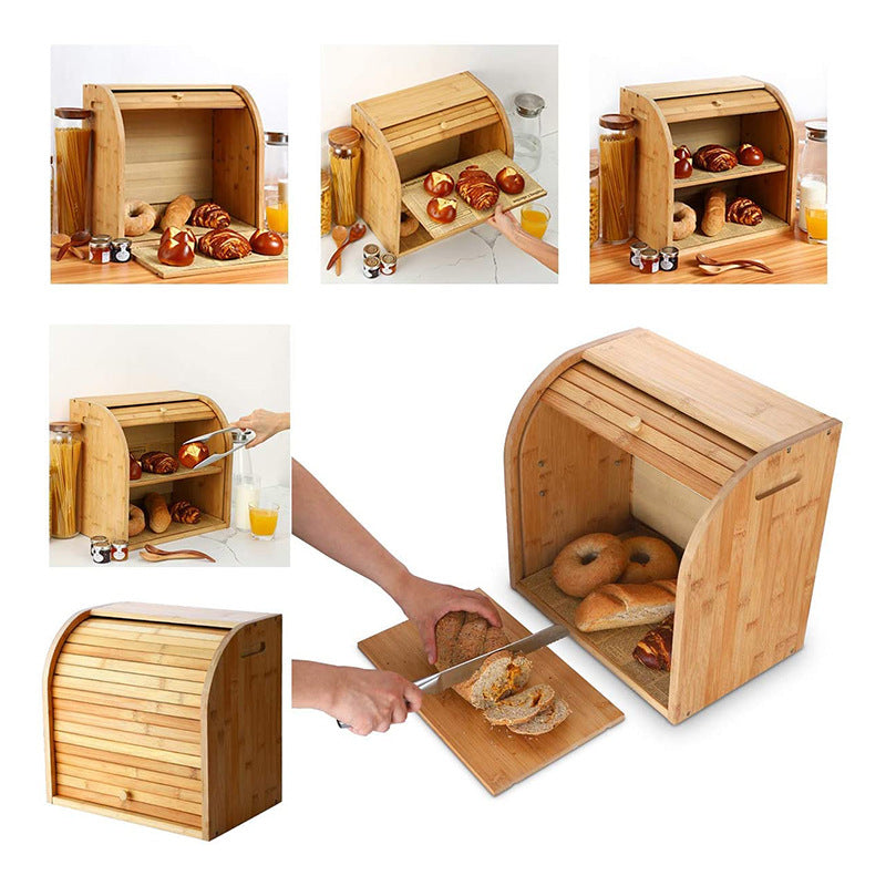 Bamboo Double Layer Bread Box - Elevato Home Organizer
