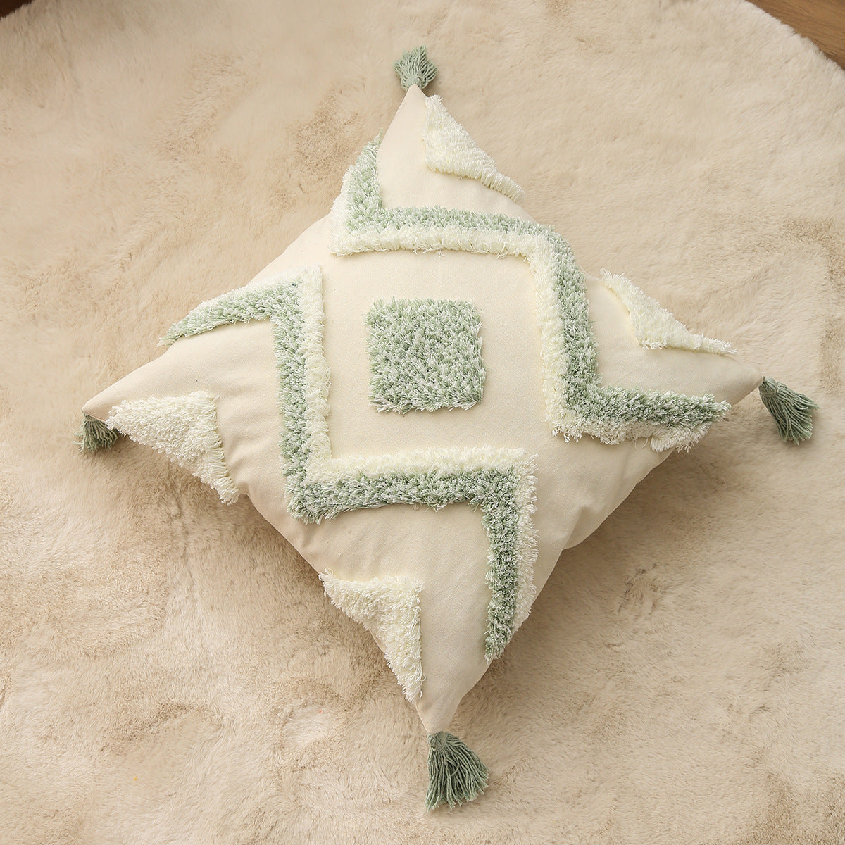 ALLURE Tufted Pillow Cover - Elevato Home White & Green Decor