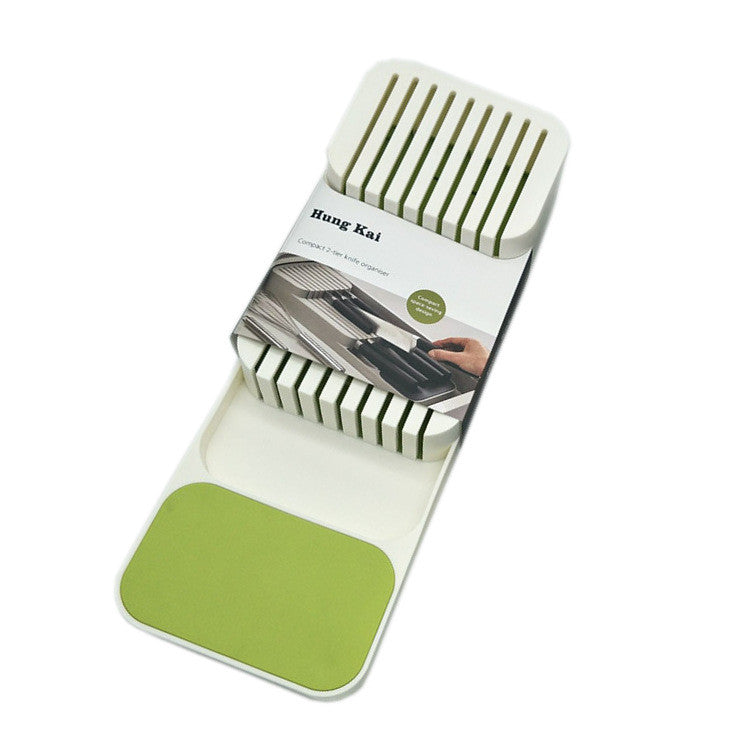Drawer Knife Organizer - Elevato Home White Green Organizer