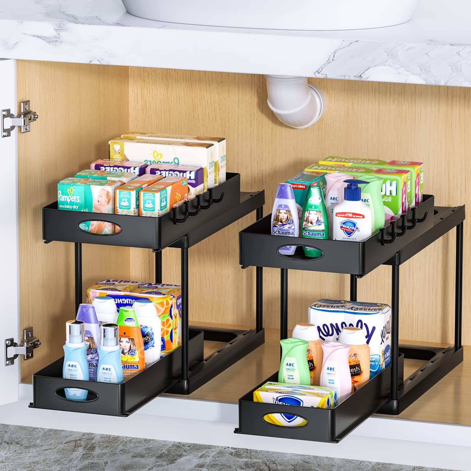 Under Sink Dual Sliding Organizer