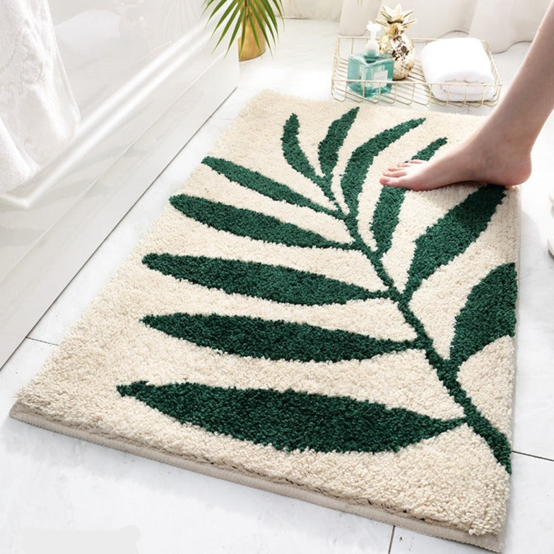 Leaves Pattern Bath Mat - Elevato Home Bamboo Leaves / L Organizer