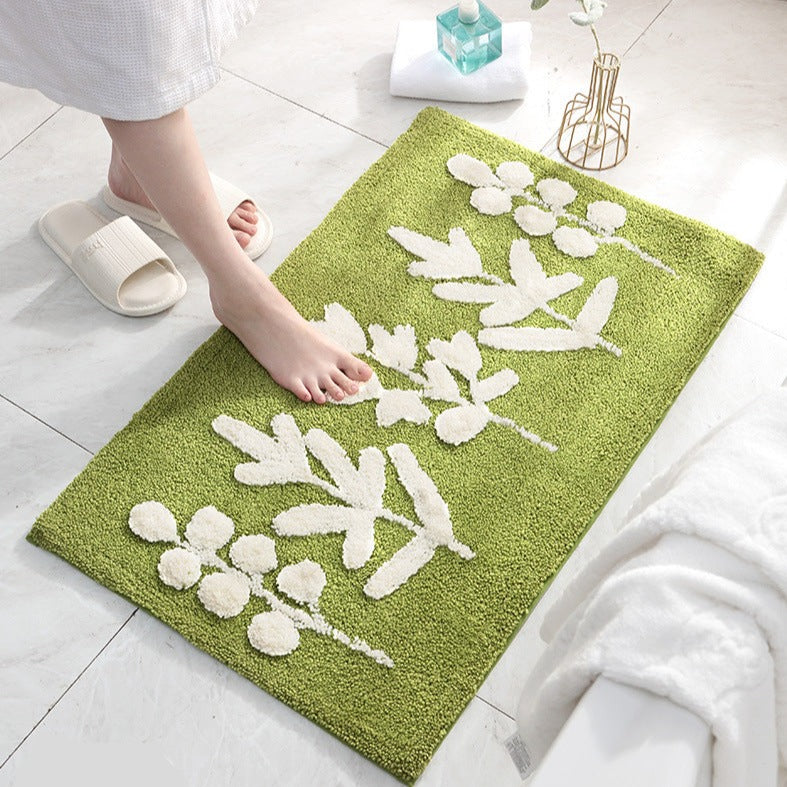 Leaves Pattern Bath Mat - Elevato Home White Leaves / L Organizer