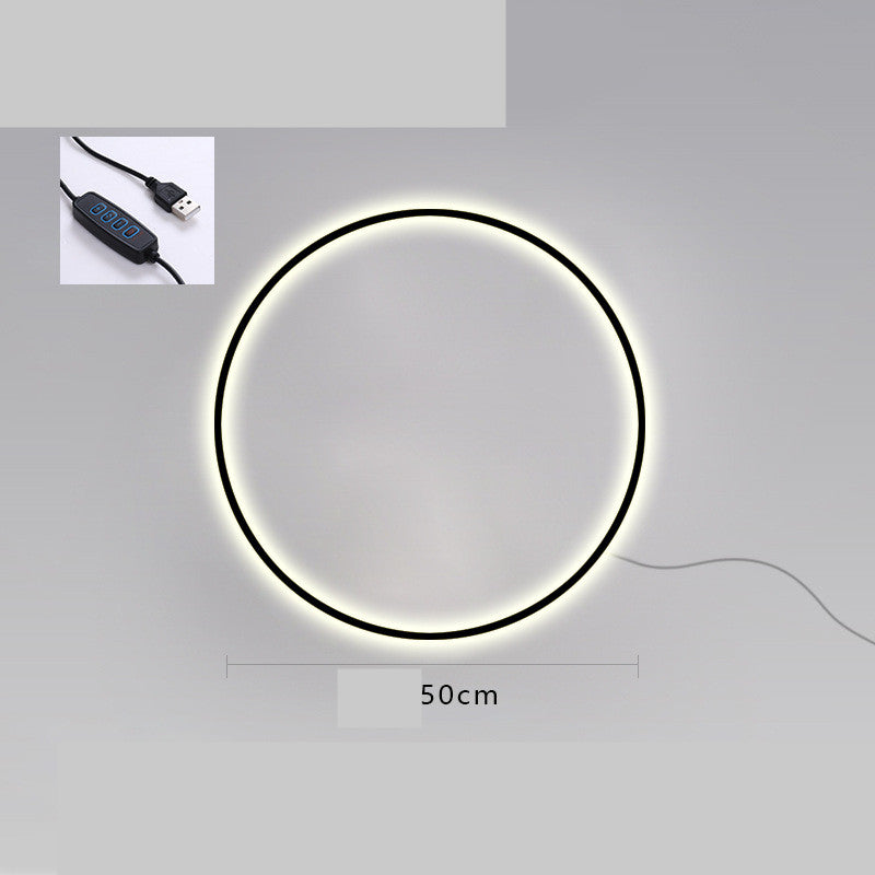 Minimalist Ring Shaped Wall Lamp - Elevato Home Three Color Changing Light / Usb Model / 50cm Organizer