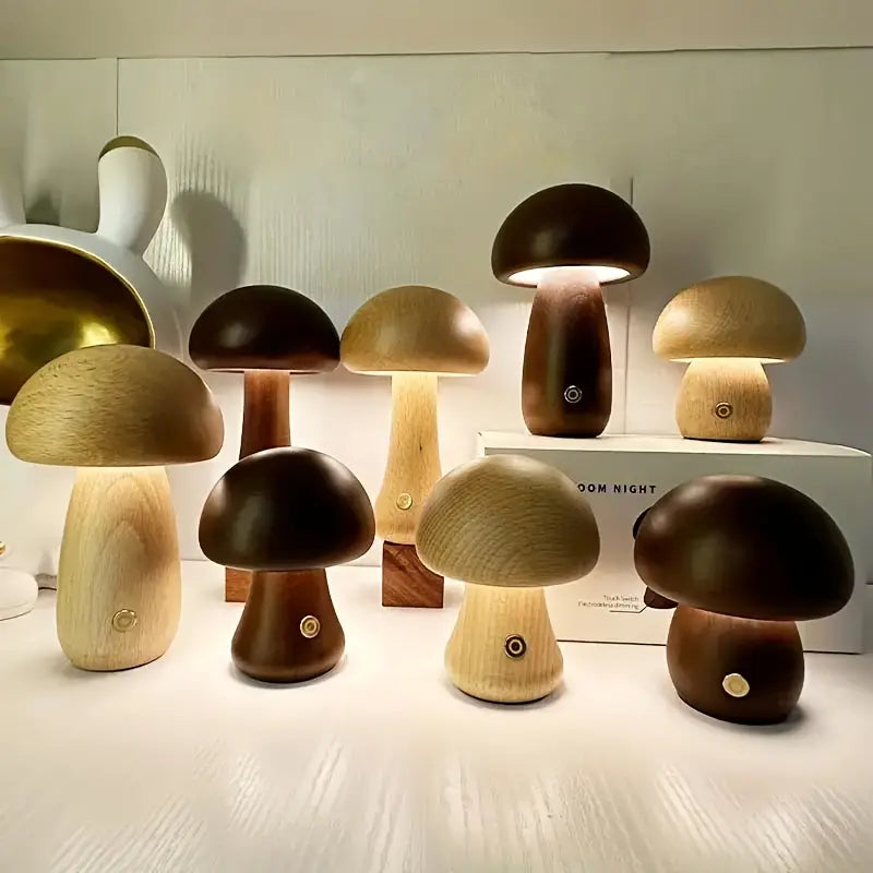 Wooden Mushroom Lamp