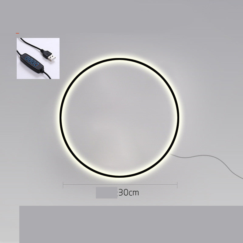 Minimalist Ring Shaped Wall Lamp - Elevato Home Three Color Changing Light / Usb Model / 30cm Organizer