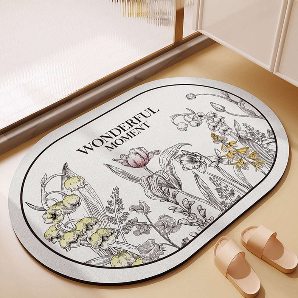 Nordic Flowers Bathroom Mat - Elevato Home L / 15.7x23.6" / 40x60cm Organizer