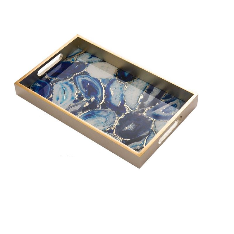 Agate Stone Tray - Elevato Home Blue / L Decor