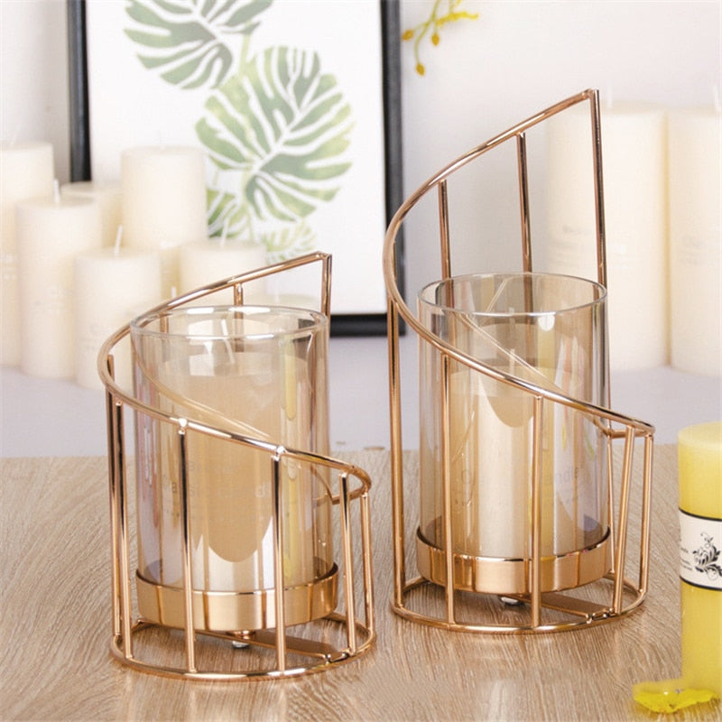 Nordic Geometric Candle Holder - Elevato Home Gold / L Decor