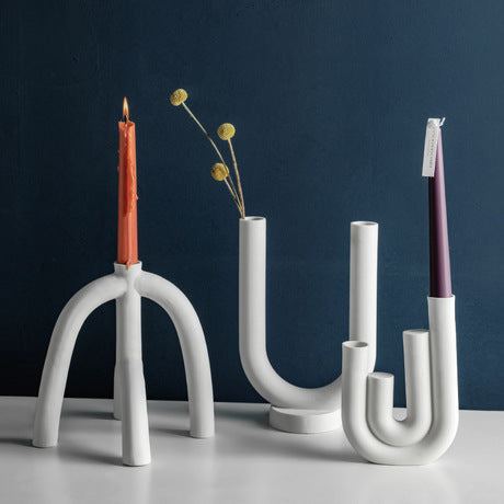 Curva Ceramic Candle Holders - Elevato Home