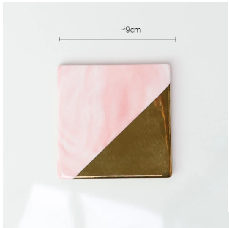 Golden Marble Coaster - Elevato Home Pink Square Decor