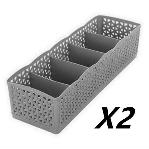 5 Cells Plastic Stackable Organizer - Elevato Home Grey 2PCS Organizer