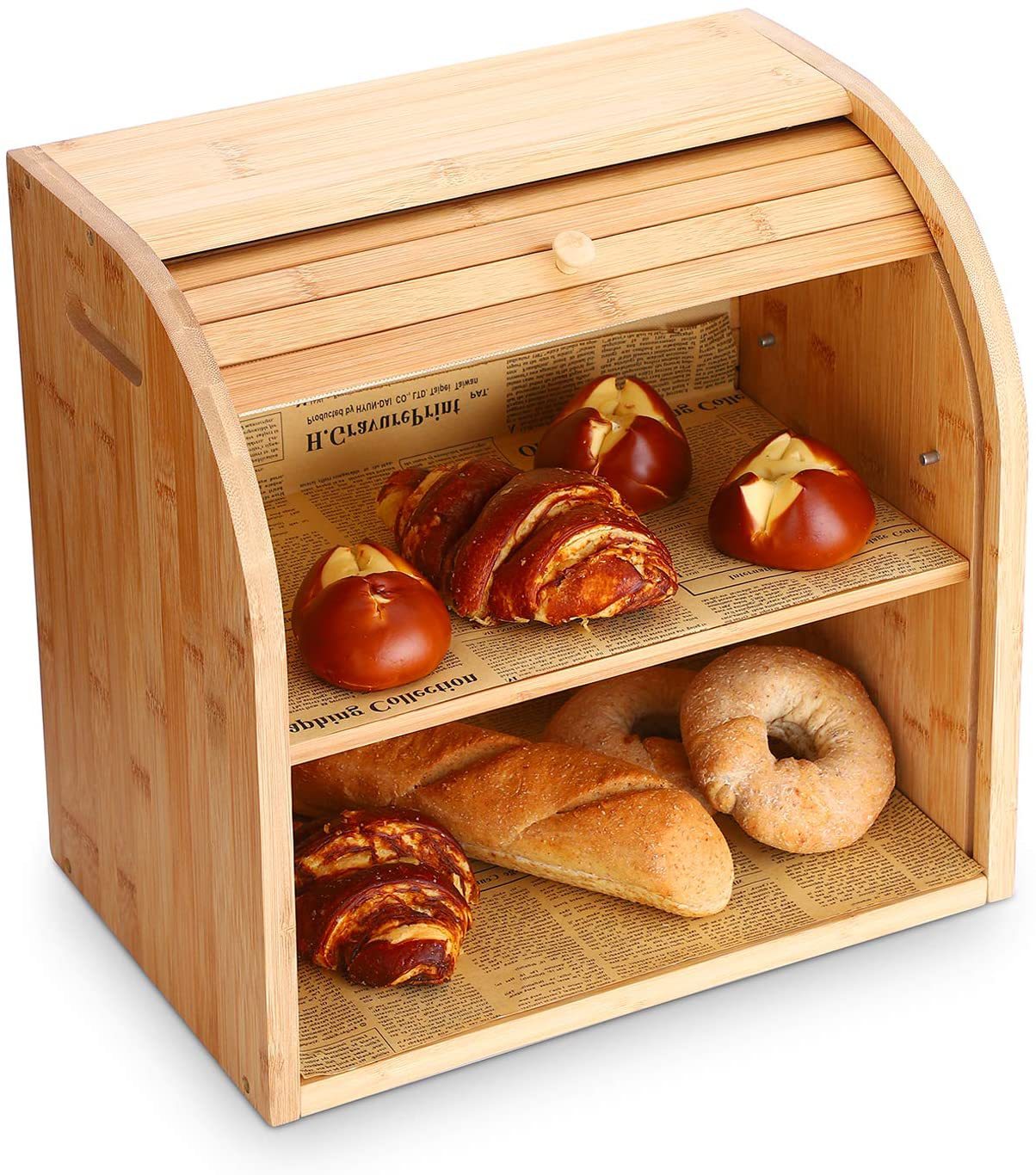 Bamboo Double Layer Bread Box - Elevato Home Default Title Organizer