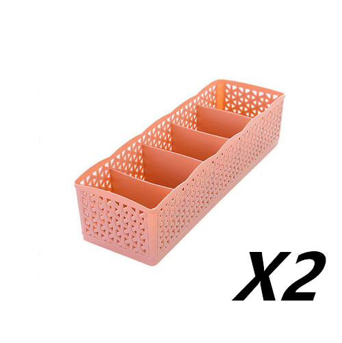5 Cells Plastic Stackable Organizer - Elevato Home Pink 2PCS Organizer