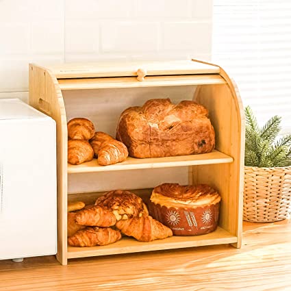 Bamboo Double Layer Bread Box - Elevato Home Organizer