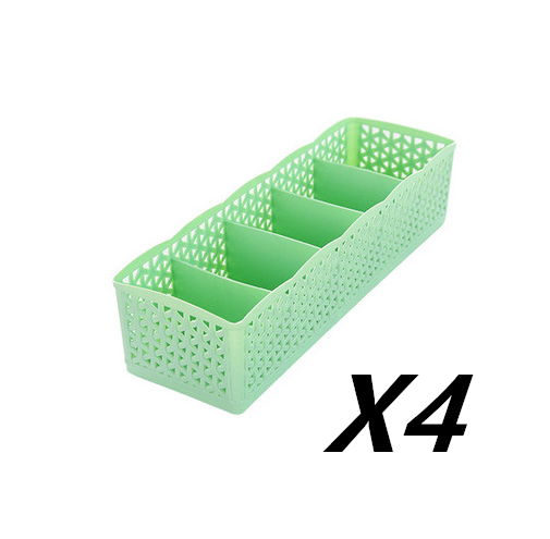 5 Cells Plastic Stackable Organizer - Elevato Home Green 4PCS Organizer