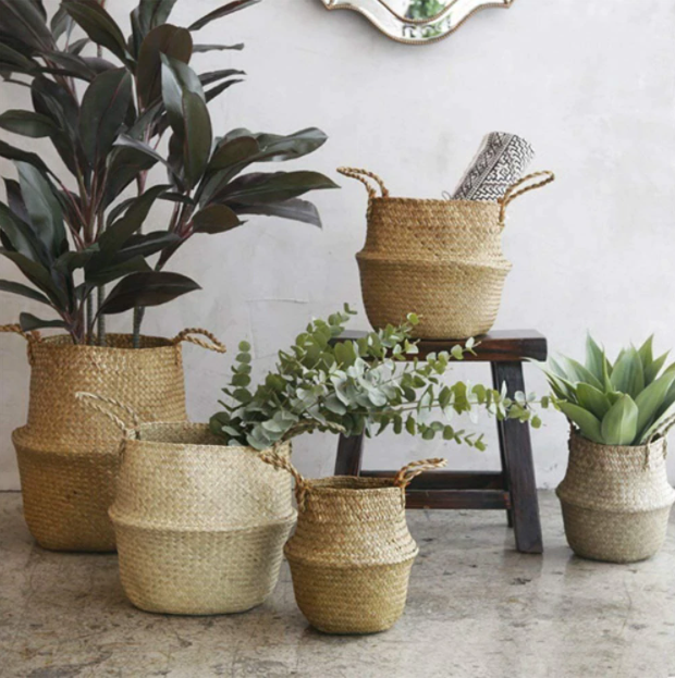 Wicker Foldable Planter Basket