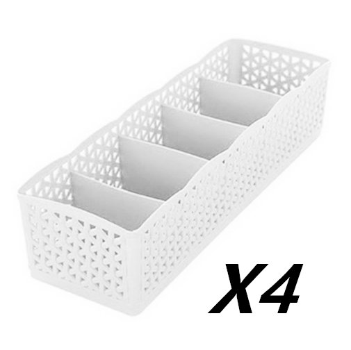 5 Cells Plastic Stackable Organizer - Elevato Home White 4PCS Organizer