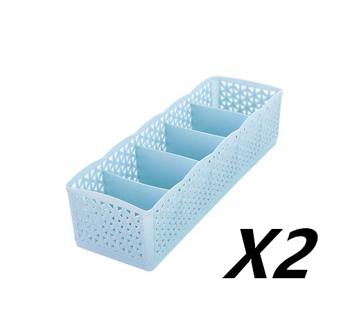5 Cells Plastic Stackable Organizer - Elevato Home Blue 2PCS Organizer