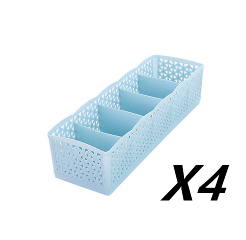 5 Cells Plastic Stackable Organizer - Elevato Home Blue 4PCS Organizer